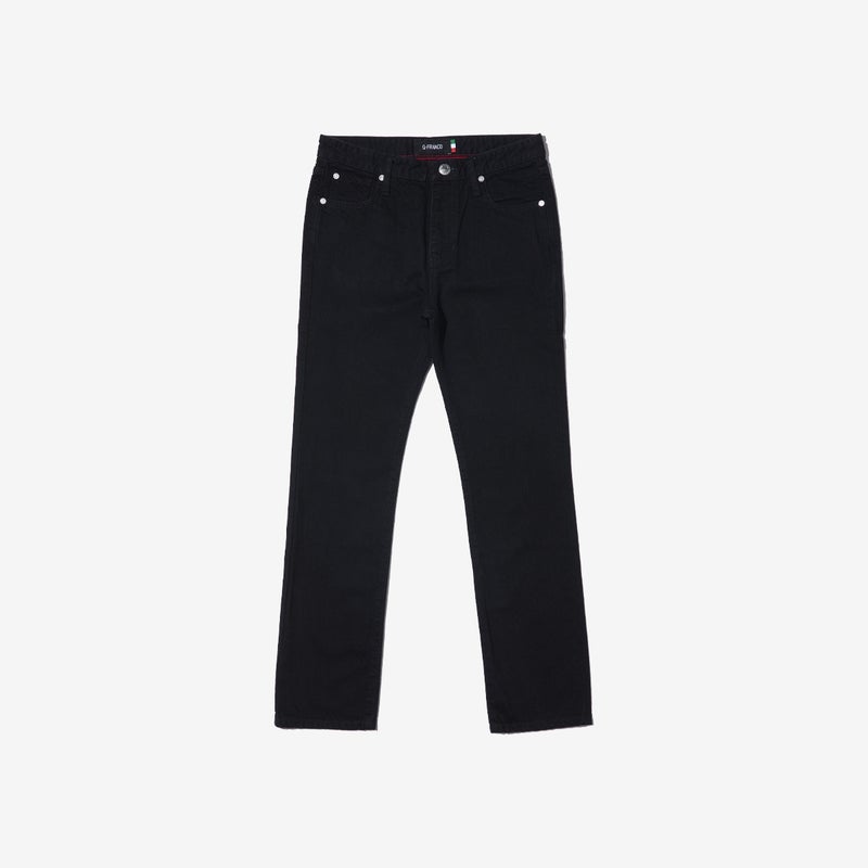 G-FRANCOのレディースジーンズ、SLIM TAPERED（スリムテーパード）Black（ブラック）の正面からの全体図