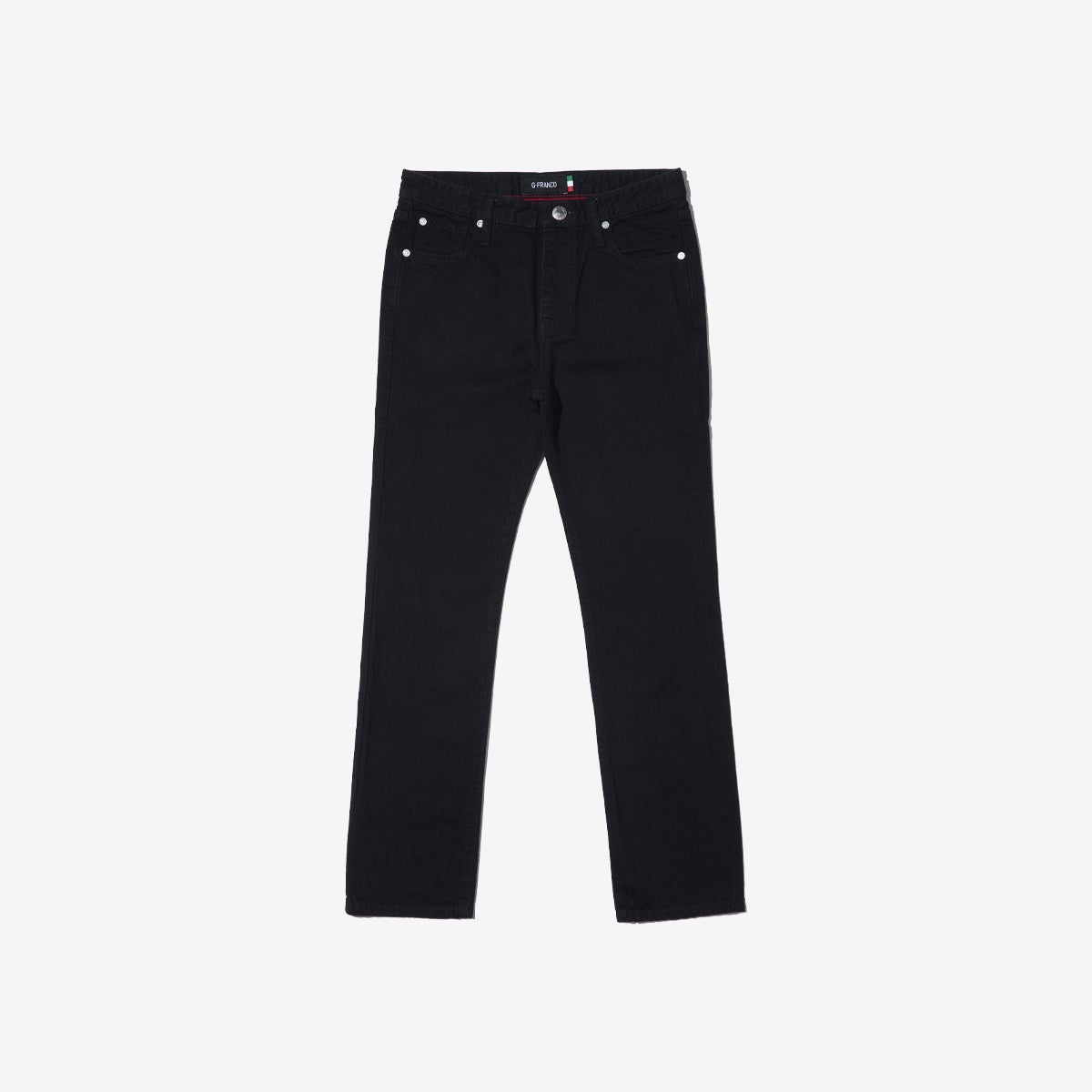 G-FRANCOのレディースジーンズ、SLIM TAPERED（スリムテーパード）Black（ブラック）の正面からの全体図