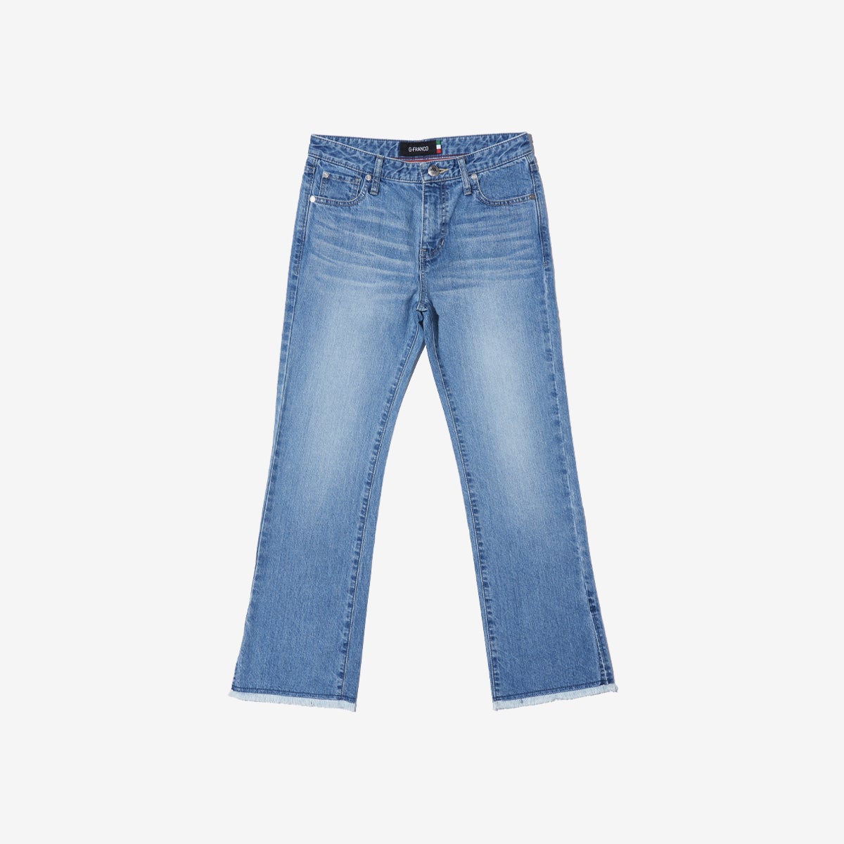 G-FRANCOのレディースジーンズ、STRAIGHT SLIT（ストレートスリット）Light Blue（ライトブルー）の正面からの全体図