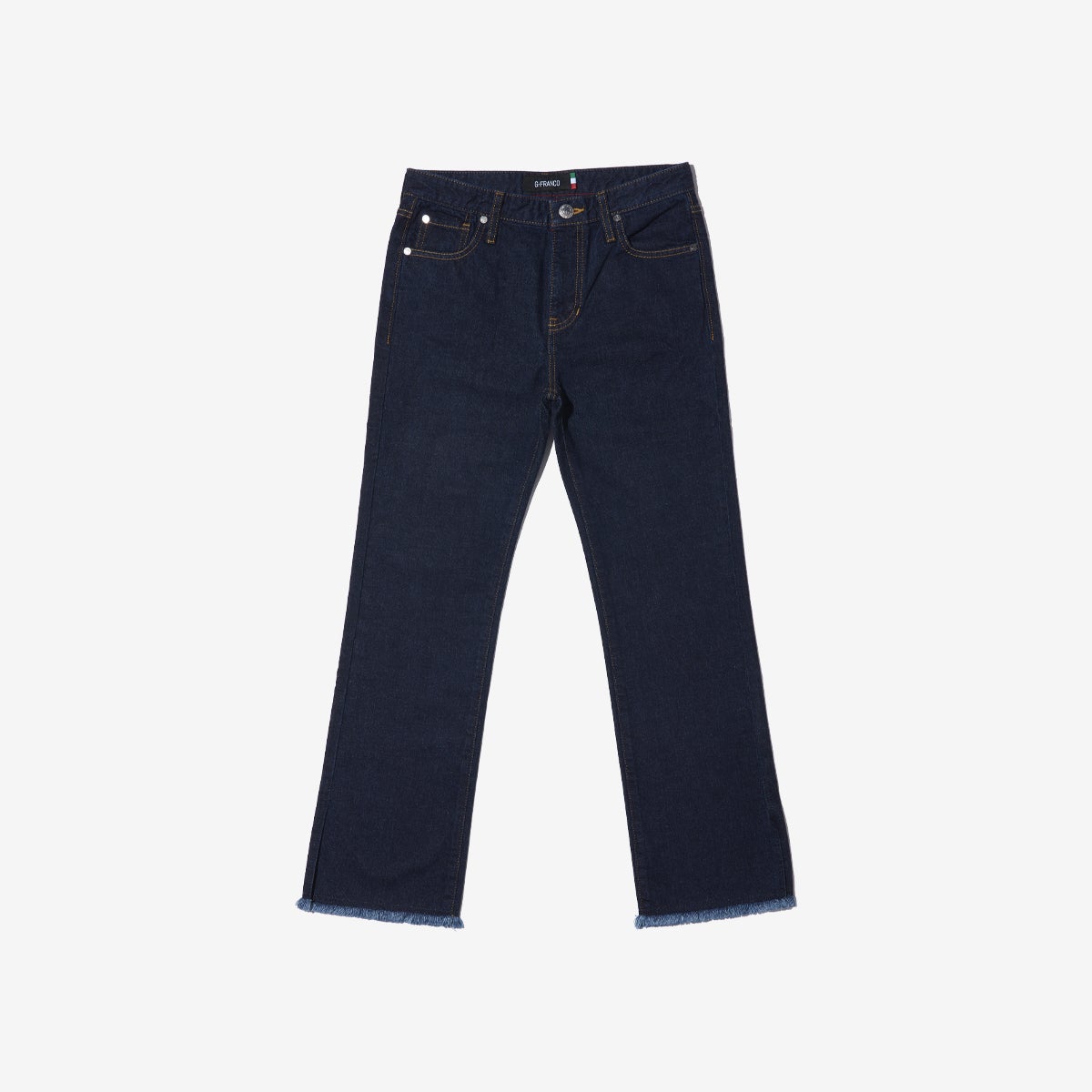 G-FRANCOのレディースジーンズ、STRAIGHT SLIT（ストレートスリット）Indigo（インディゴ）の正面からの全体図