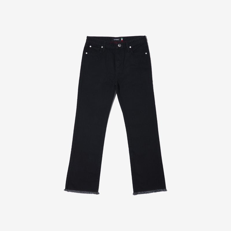 G-FRANCOのレディースジーンズ、STRAIGHT SLIT（ストレートスリット）Black（ブラック）の正面からの全体図