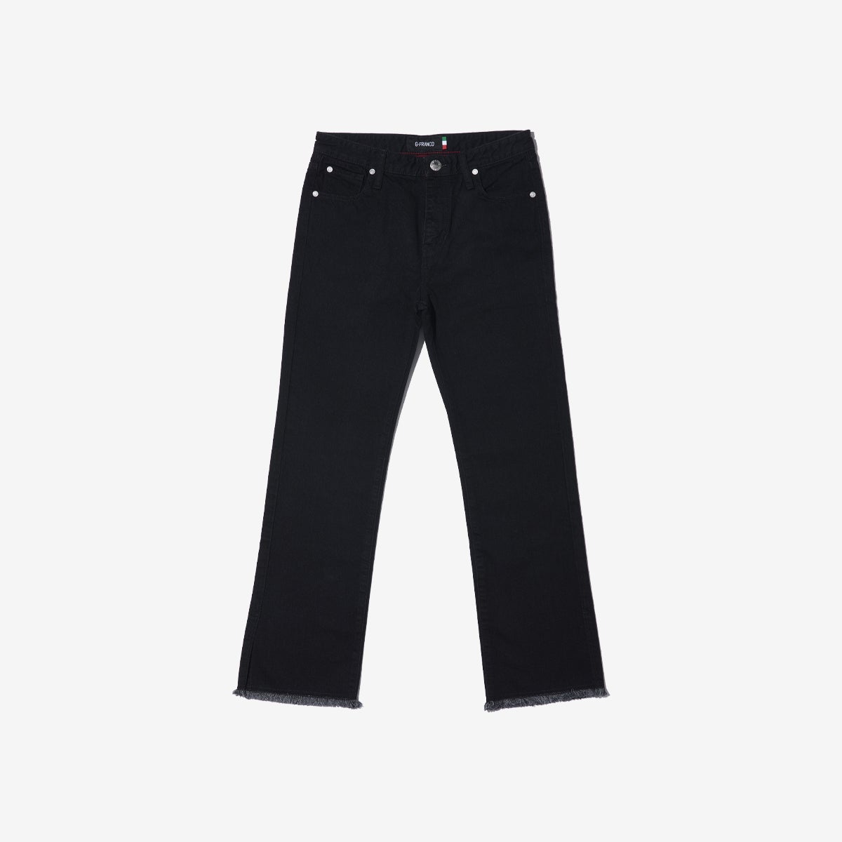 G-FRANCOのレディースジーンズ、STRAIGHT SLIT（ストレートスリット）Black（ブラック）の正面からの全体図