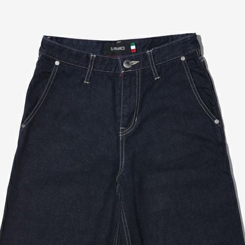 G-FRANCOのレディースジーンズ、WIDE FIT（ワイドフィット）Indigo（インディゴ）の正面からのアップ