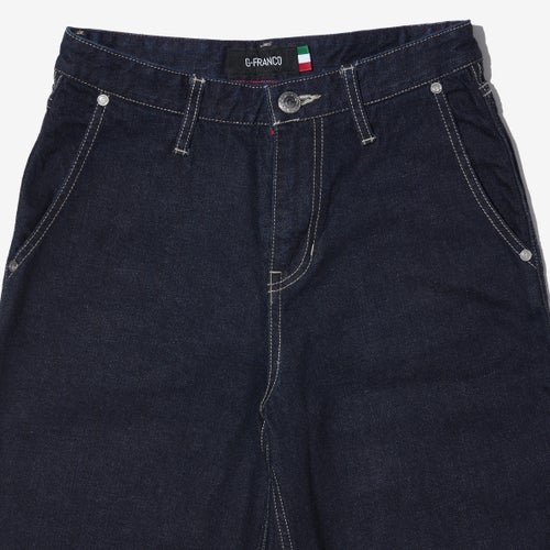 G-FRANCOのレディースジーンズ、WIDE FIT（ワイドフィット）Indigo（インディゴ）の正面からのアップ
