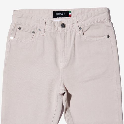 G-FRANCOのレディースジーンズ、COLOR DENIM（カラーデニム）Pink（ピンク）の正面からのアップ