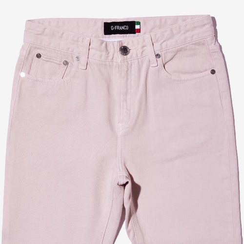 G-FRANCOのレディースジーンズ、COLOR DENIM（カラーデニム）Pink（ピンク）の正面からのアップ