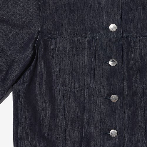 G-FRANCOのレディースデニムジャケット、COLLARLESS SILK JACKET（カラーレスシルクジャケット）Indigo（インディゴ）の袖