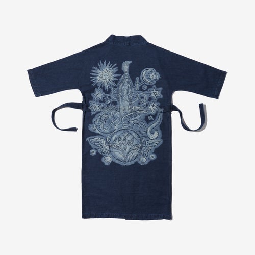 G-FRANCOのレディースデニムジャケット、FLORA（フローラ）Indigo（インディゴ）の背面からの全体図