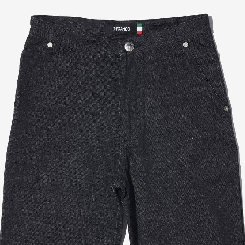 G-FRANCOのレディースジーンズ、HIGH WEST FLARE（ハイウェストフレア）Gray（グレイ）の正面からのアップ