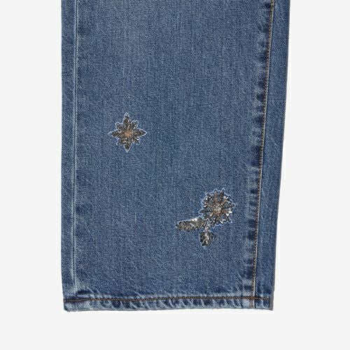 G-FRANCOのレディースジーンズ、GIUNONE EMB.（ジュノーネ）Light Blue（ライトブルー）の裾