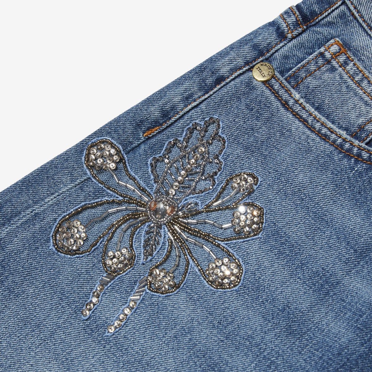 G-FRANCOのレディースジーンズ、GIUNONE EMB.（ジュノーネ）Light Blue（ライトブルー）の装飾