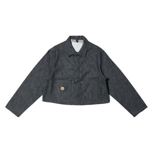 G-FRANCOのレディースデニムジャケット、CERERE（チェレーレ）Black（ブラック）の正面からの全体図