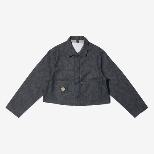 G-FRANCOのレディースデニムジャケット、CERERE（チェレーレ）Black（ブラック）の正面からの全体図