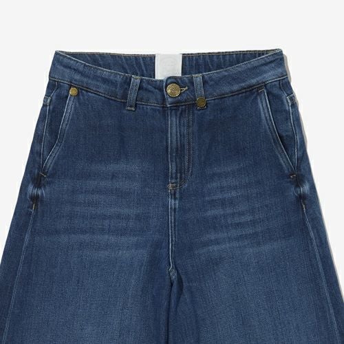 G-FRANCOのレディースジーンズ、EBE（エベ）Padova Blue（パドヴァブルー）の正面からのアップ