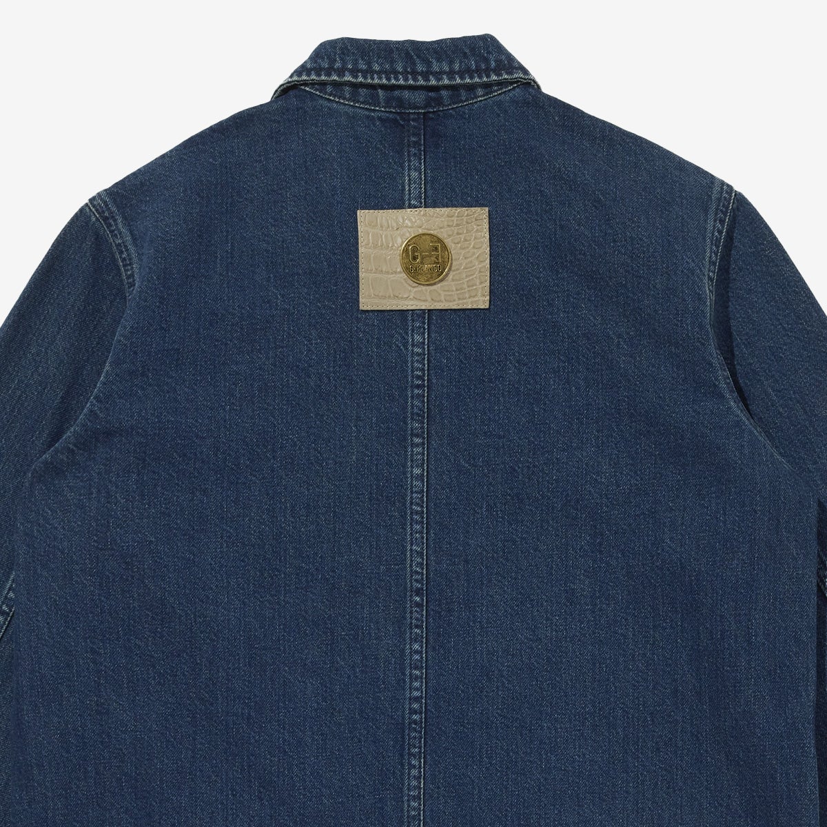 G-FRANCOのレディースデニムジャケット、FORTUNA（フォルトゥーナ）Palermo Blue（パレルモブルー）の革タグ