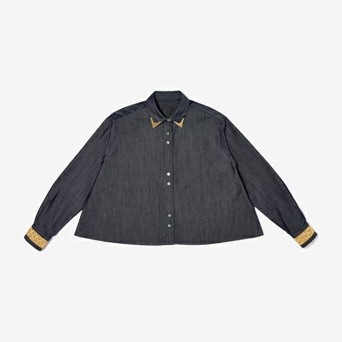 G-FRANCOのウィメンズデニムシャツ繭百合（マユリ）シルクの正面からの画像