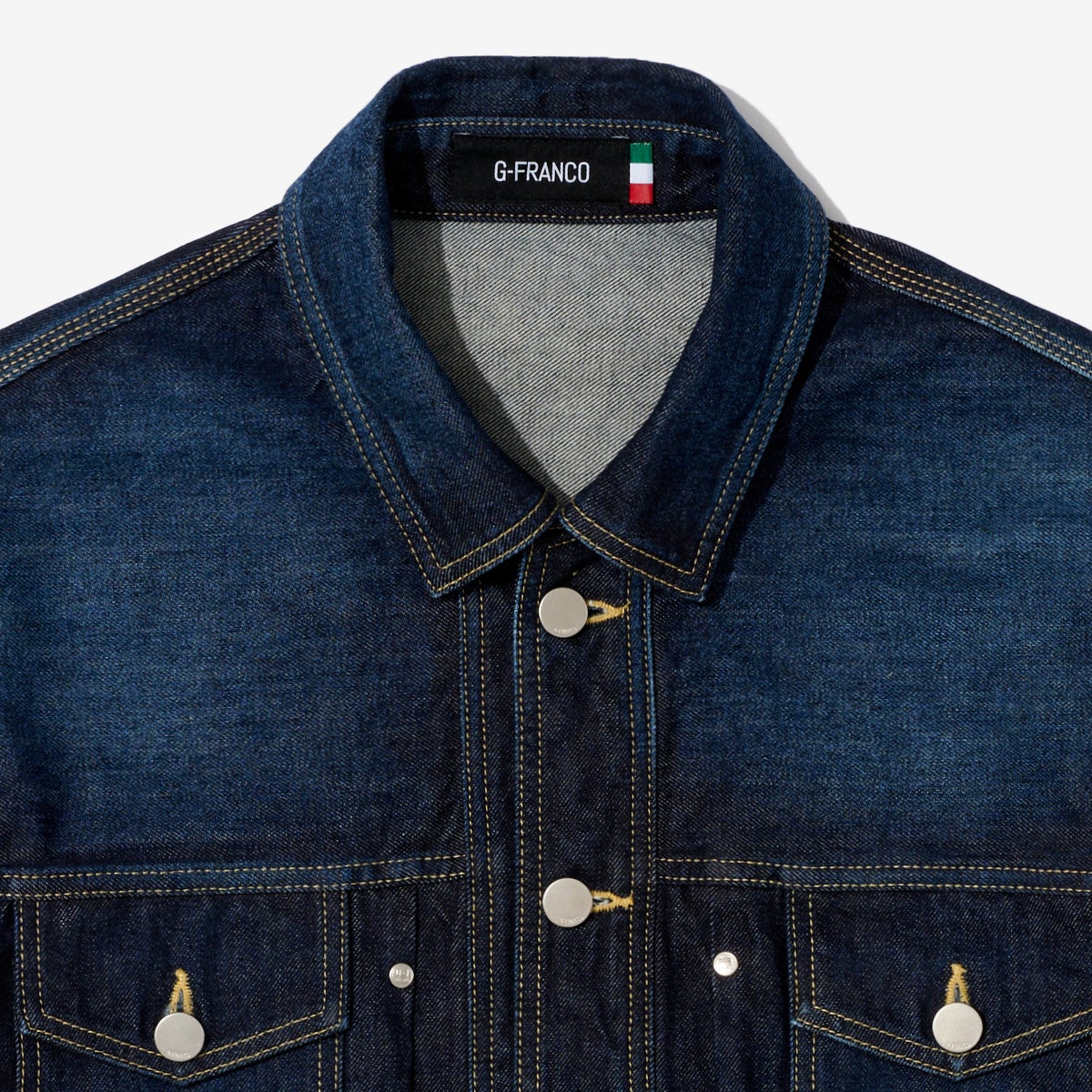 G-FRANCOのメンズデニムジャケットタックジャケットナミの正面からの拡大画像