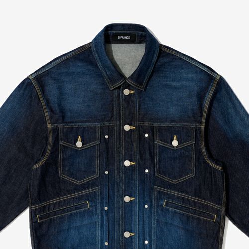 G-FRANCOのメンズデニムジャケットタックジャケットナミの正面からの拡大画像