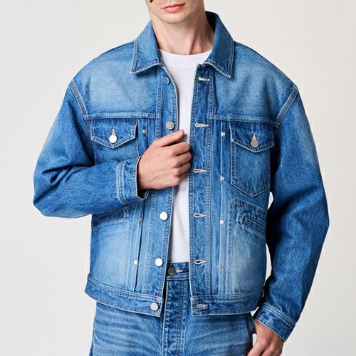 G-FRANCOのメンズデニムジャケットタックジャケットナミの正面からの着画像